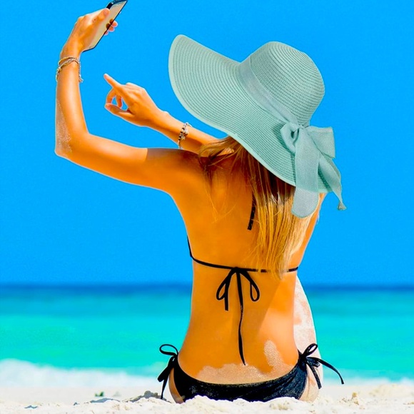 Women's Wide Brim Straw Hats Floppy Sun Hat - Picture 2 of 7